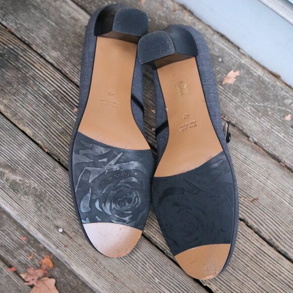 NEW Taryn Rose Grey Wool w Black Leather Mary Jane Heels Sz 42 (US 10) - Picture 7 of 8
